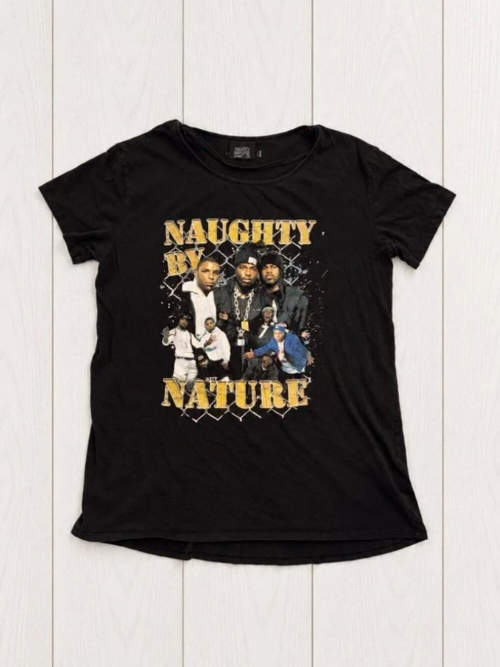Cotton On Naughty by Nature Graphic Tee L Black Crew Neck Short Sleeve